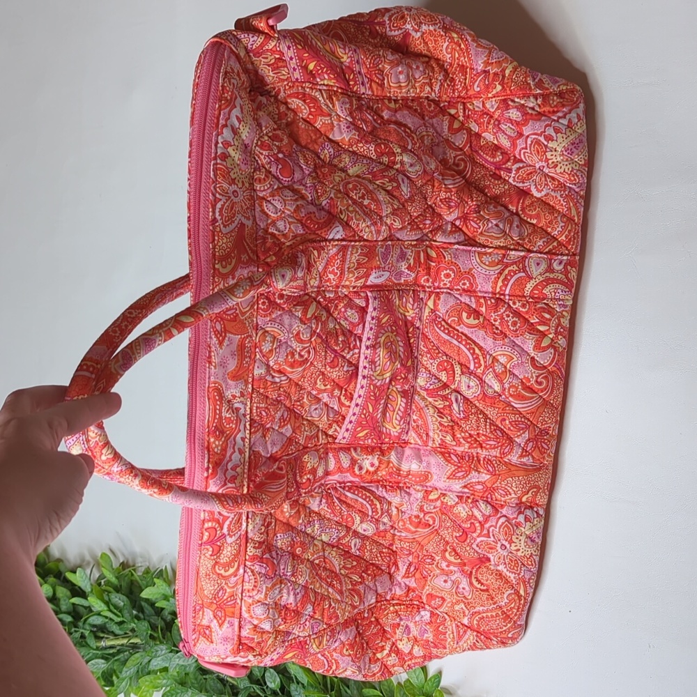 Vera Bradley Coral Paisley Quilted Travel Duffel